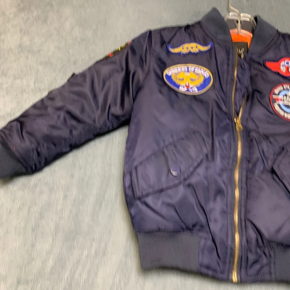 Da Fei Li Top Gun MA-1 Bomber Jacket Kids 6 Navy Blue Long Sleeve Full Zip